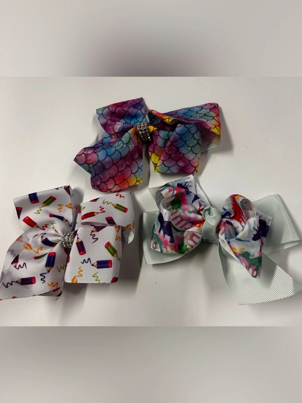 7 Kids Sequin & Glitter Bow Hair Clips - Multicolor